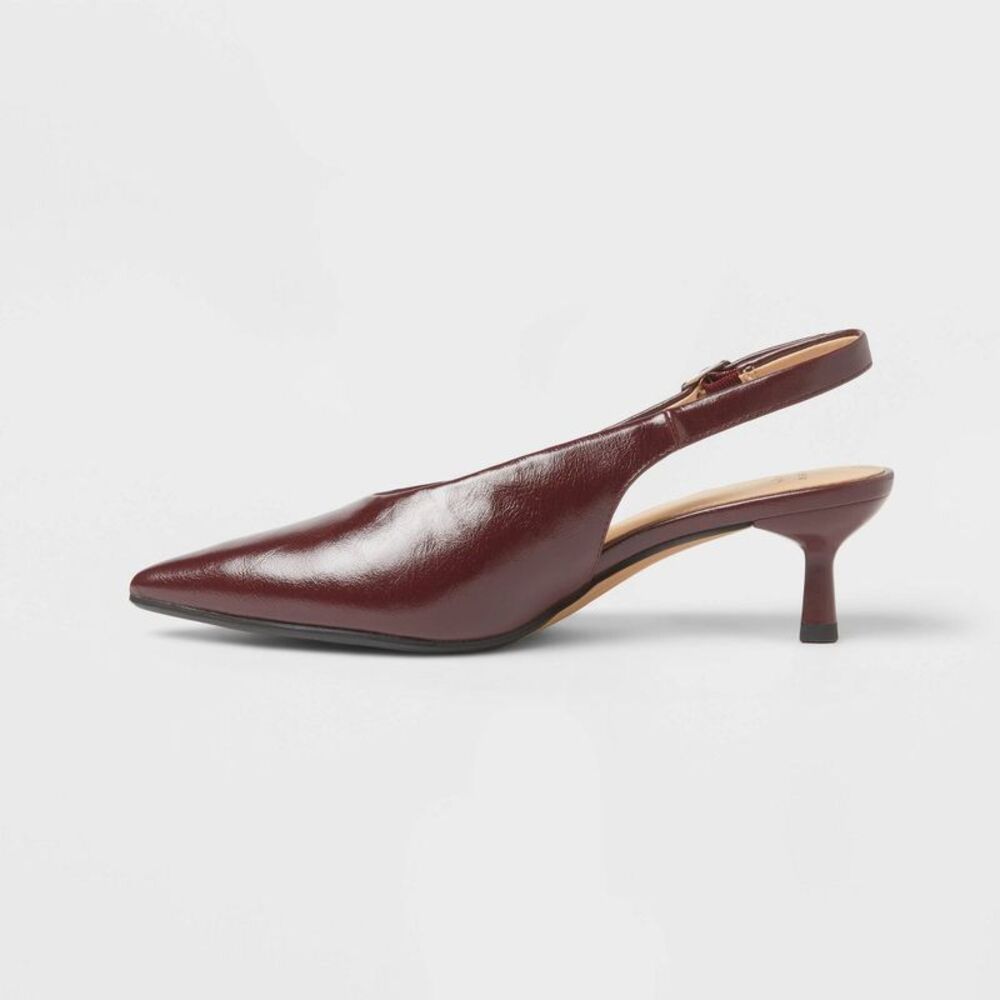 Women’s Samantha Sling Back Kitten Heels – A New Day Burgundy 9 - Picture 2 of 4